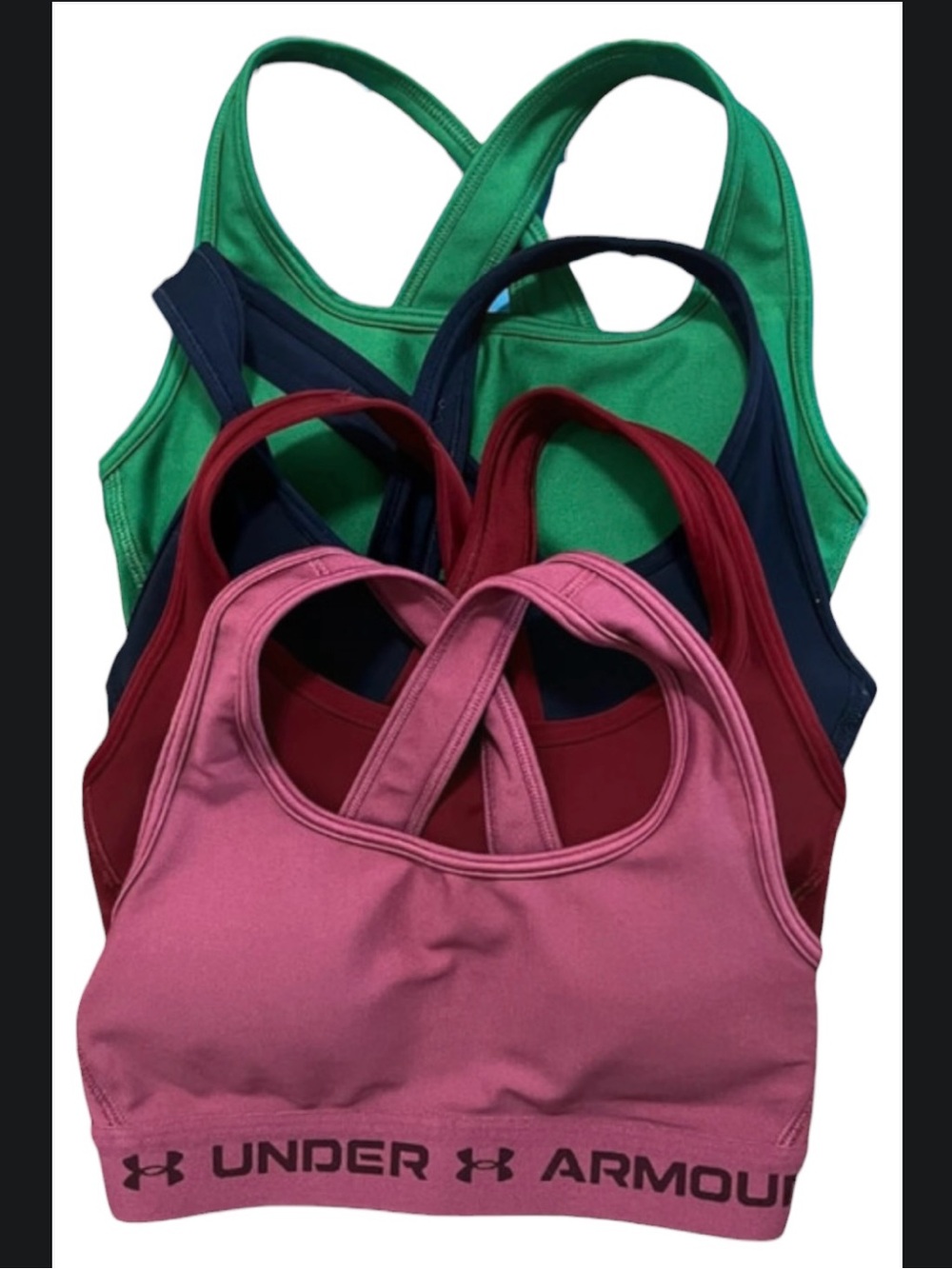Under Armour Women’s Crisscross Sports Bra Set (4) Pink, Burgundy, Navy, Green